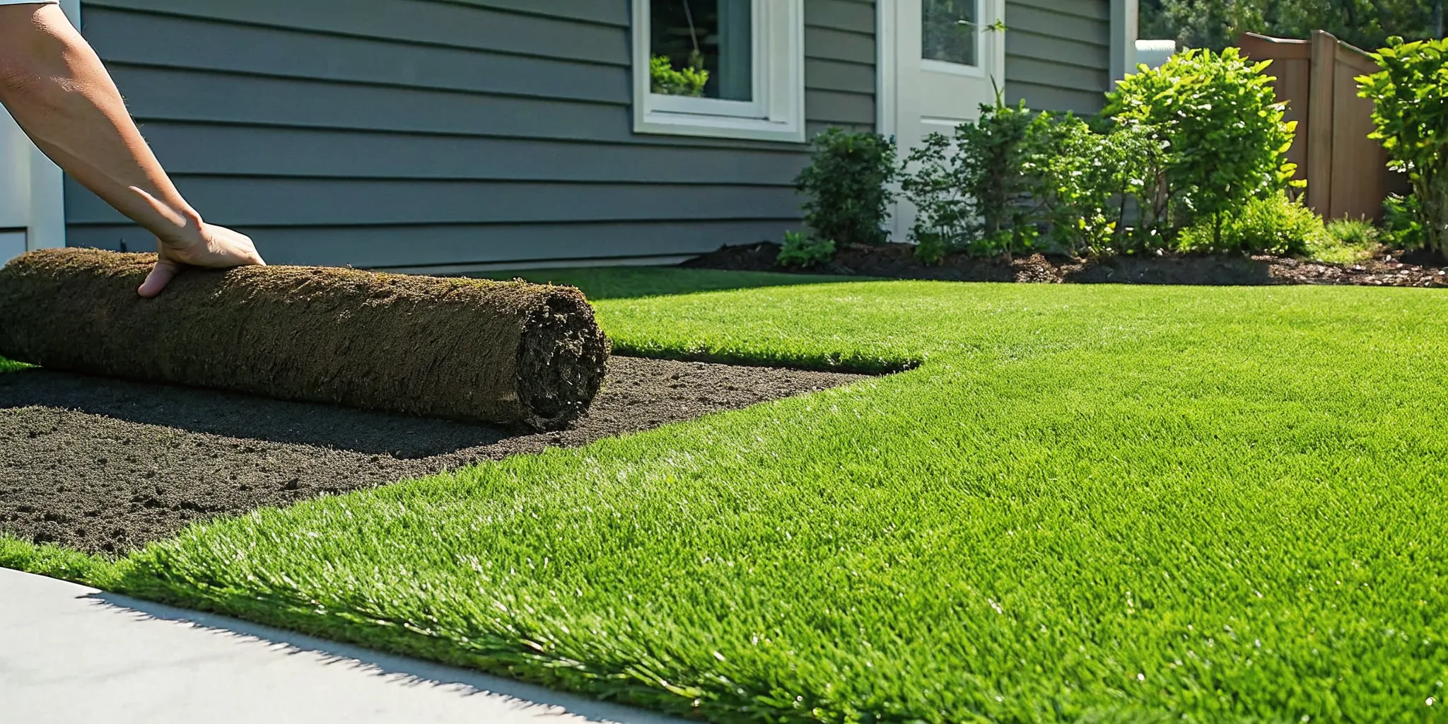 Homeowner checking loose turf for lawn grubs