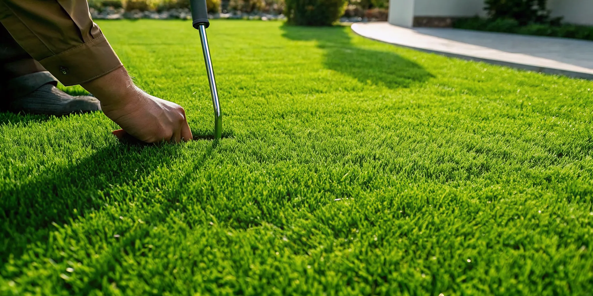Lawn Doctor alternative specialist assessing local soil and turf conditions