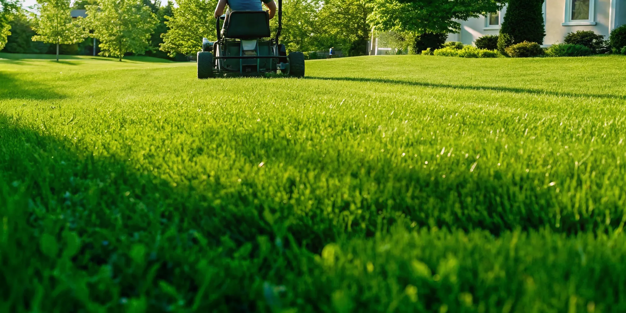 Spring lawn mowing at proper height for healthy Midwest turf