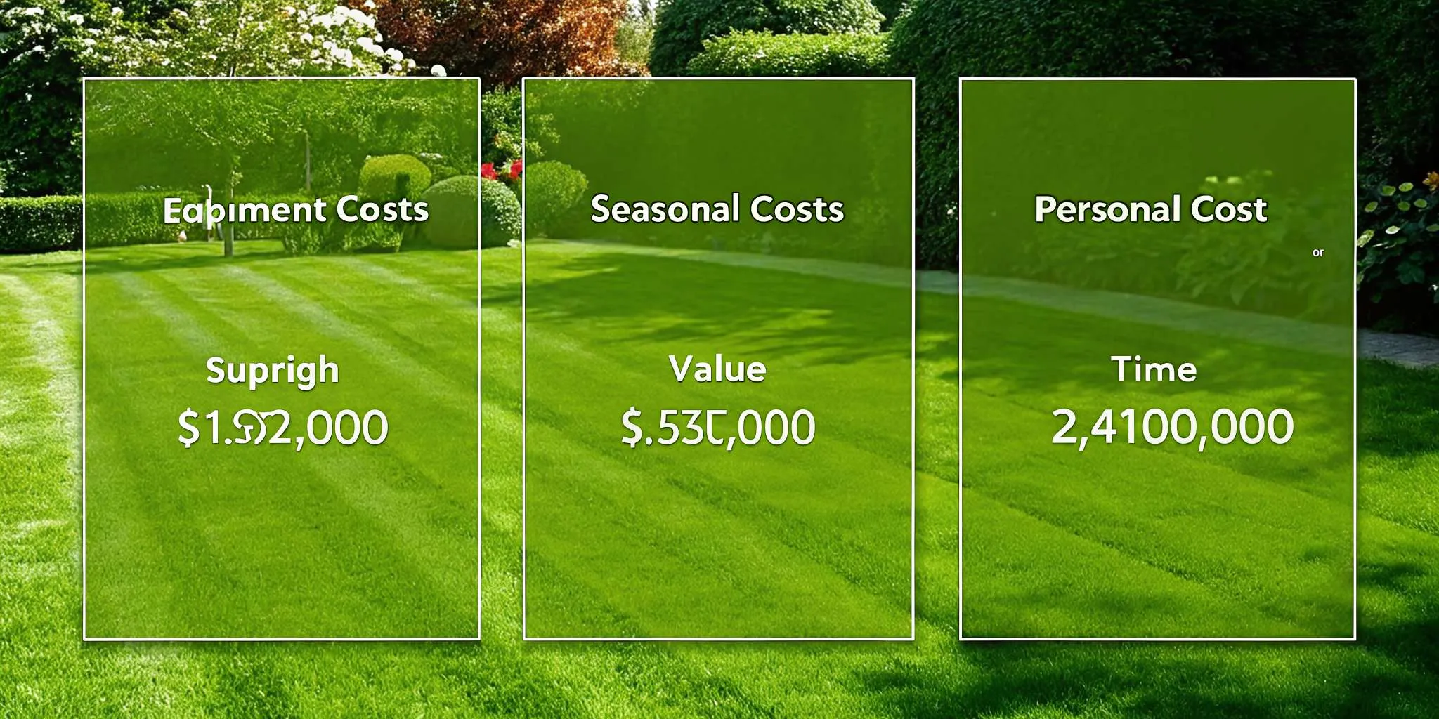 Cost breakdown infographic comparing DIY lawn care expenses versus professional service costs