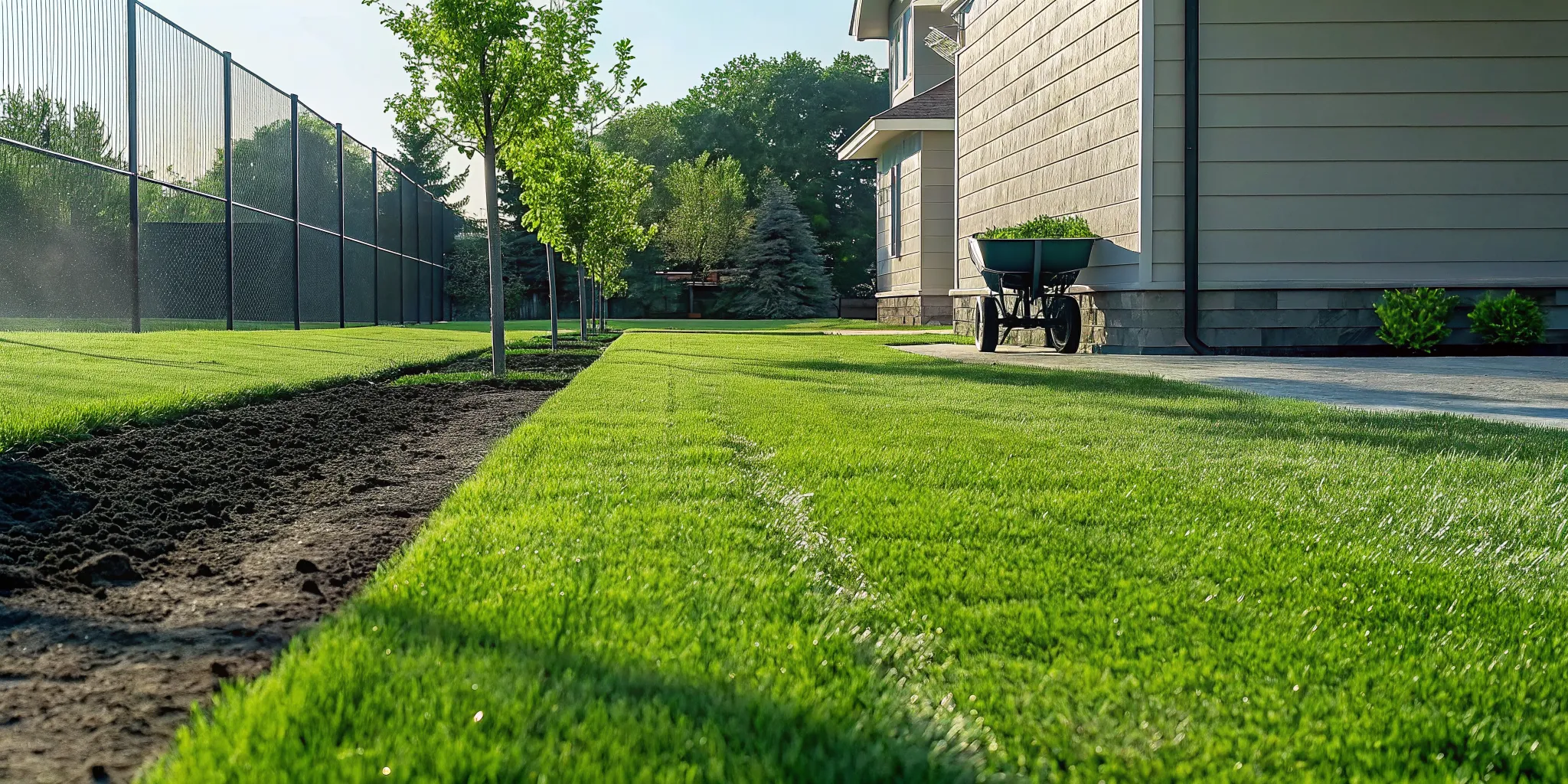Homeowner using a spreader to prepare an overseeding lawn project