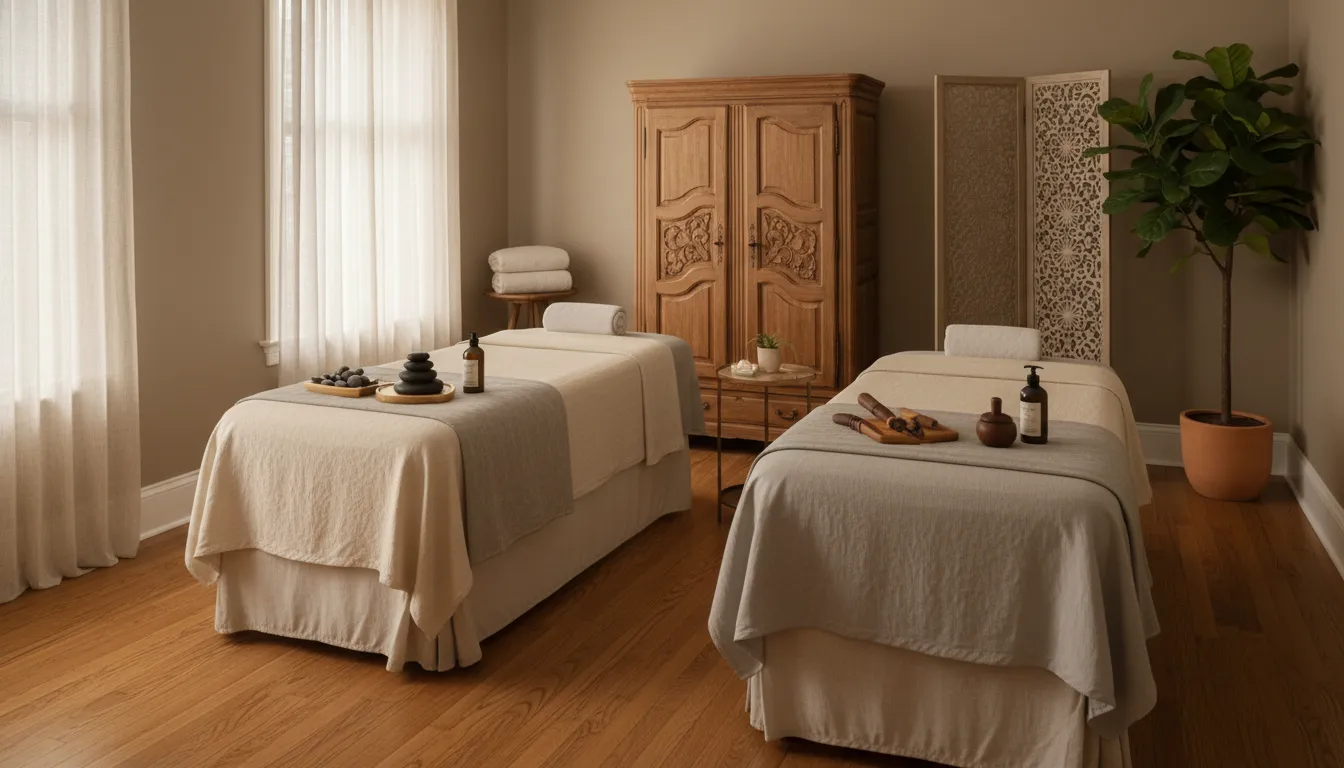 Therapeutic massage room for Swedish or deep tissue massage in New Orleans