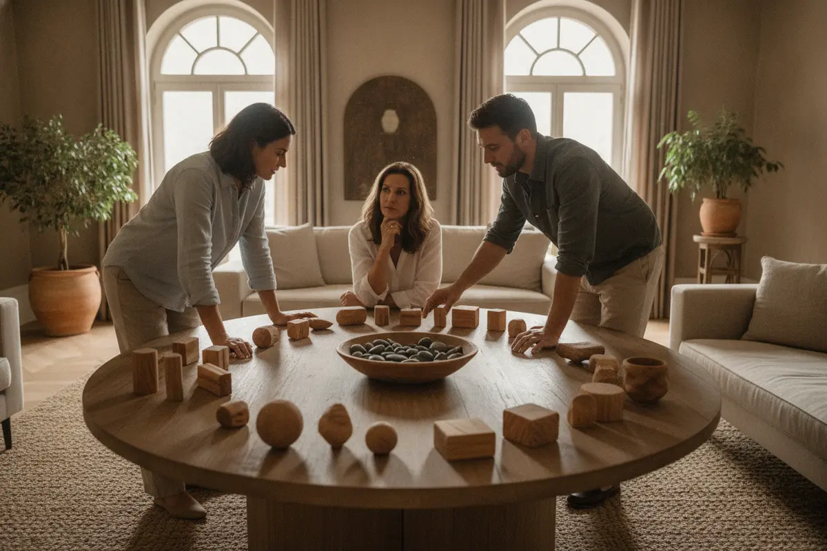 A household operations team discussing responsibilities in a private residence