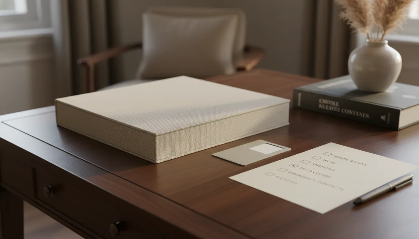 Household staff onboarding checklist with access materials in a private residence