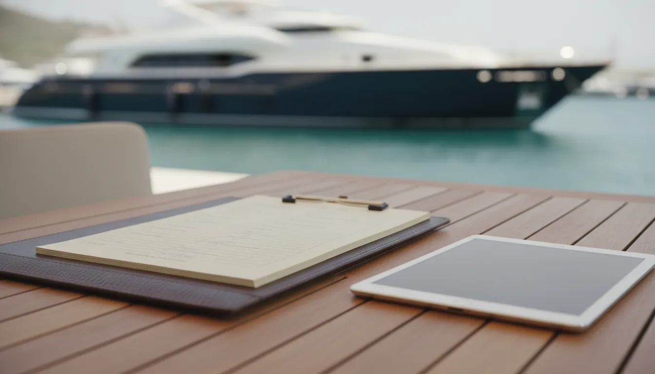 Private yacht staffing transition plan beside a marina