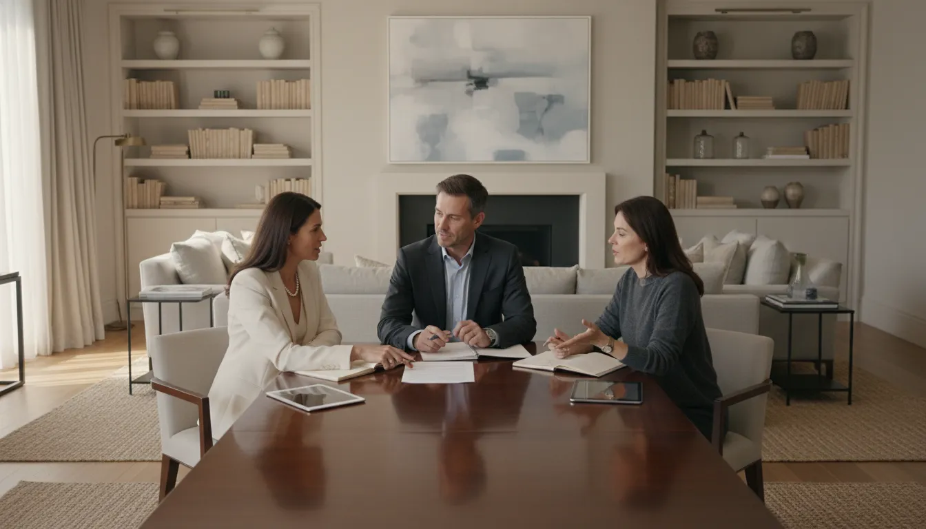 Discreet planning meeting for a private household staffing search