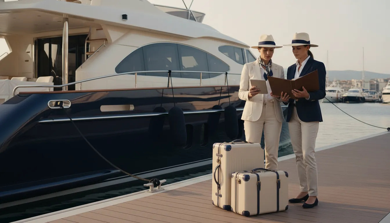 Private yacht staffing handoff between vessel and residence service leads