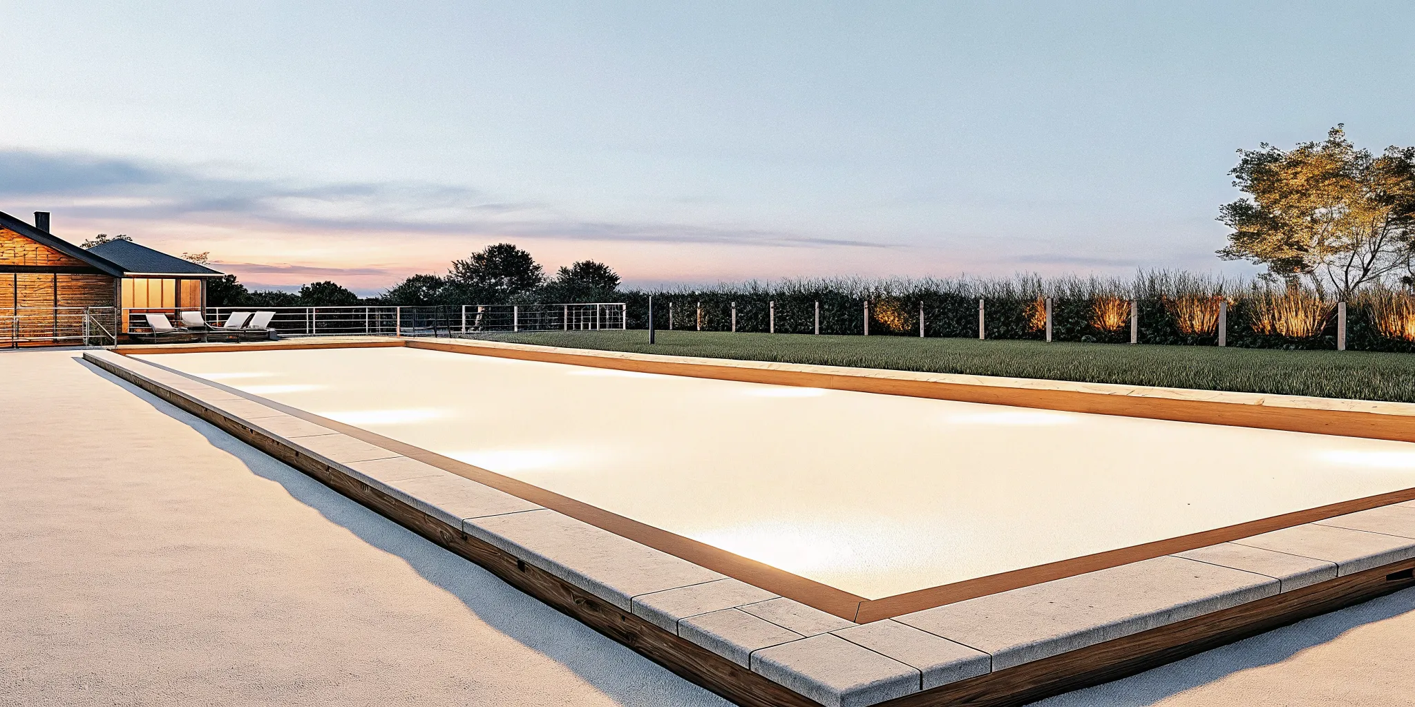Bocce court lighting creating even illumination for evening play