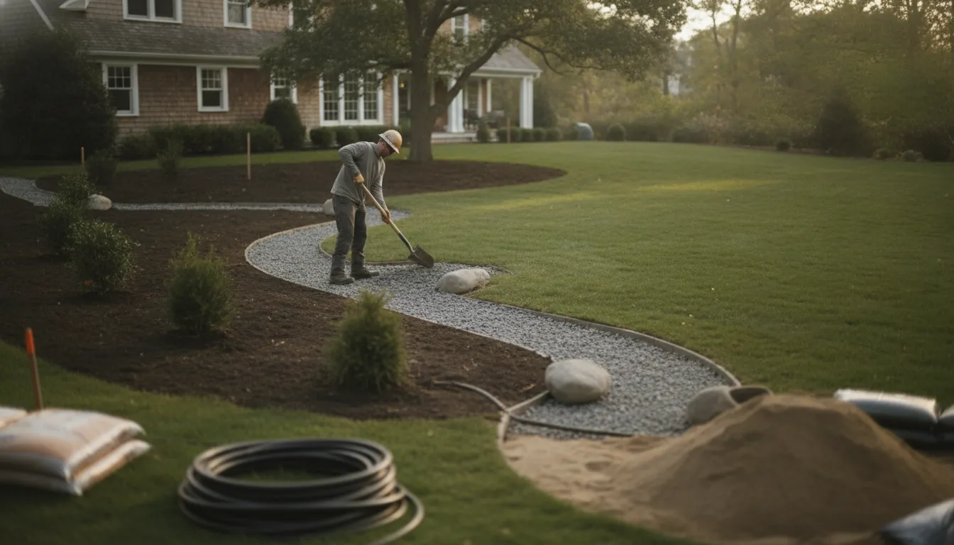Paver patio and planting area planned for controlled runoff