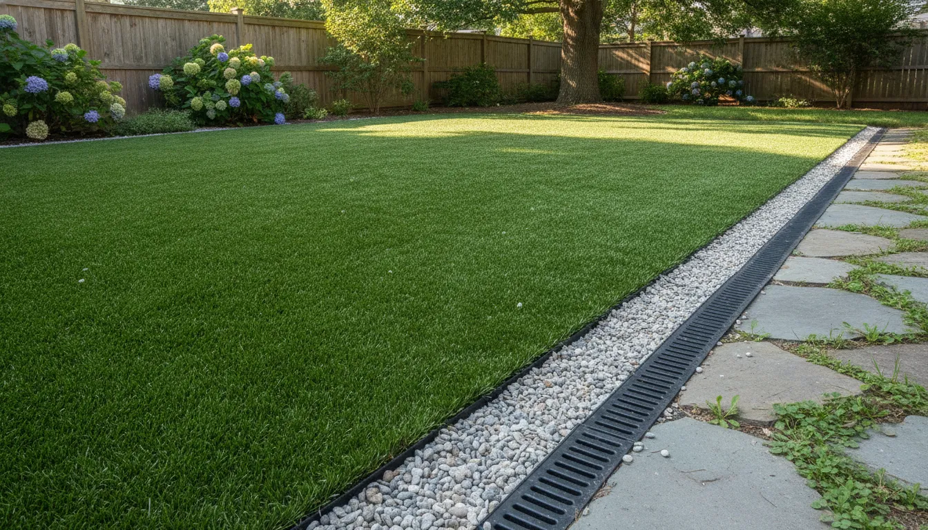 Water moving through a properly planned pet turf drainage area