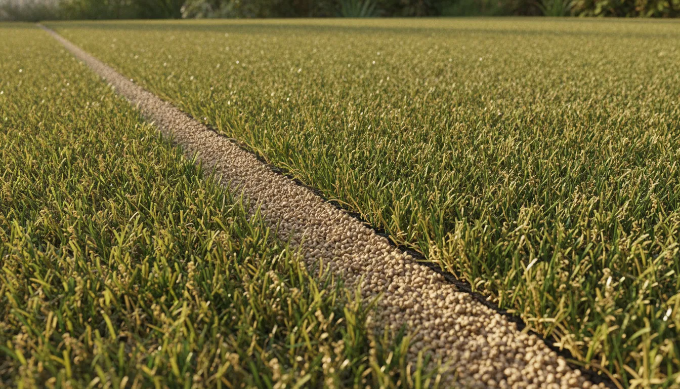 Close-up of natural-looking artificial grass turf with infill granules