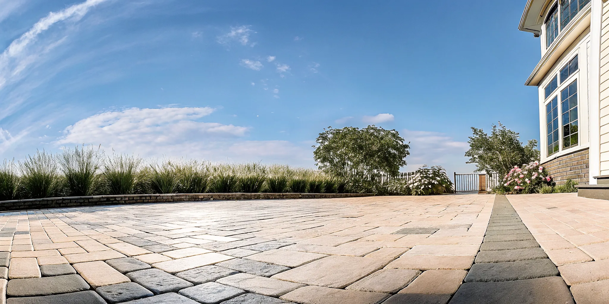 Paver sealer wet look finish enhancing the color of a Long Island patio
