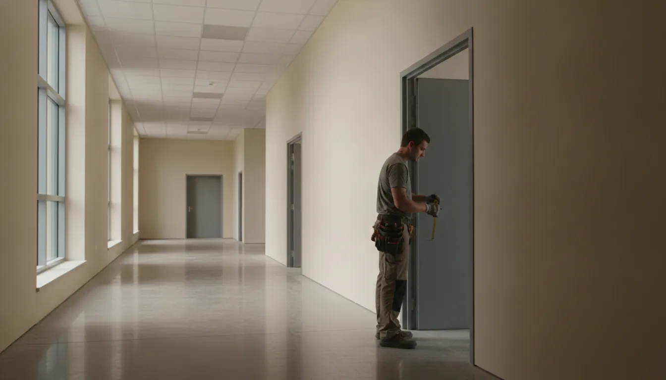 Commercial hollow metal door installation in a New Jersey facility
