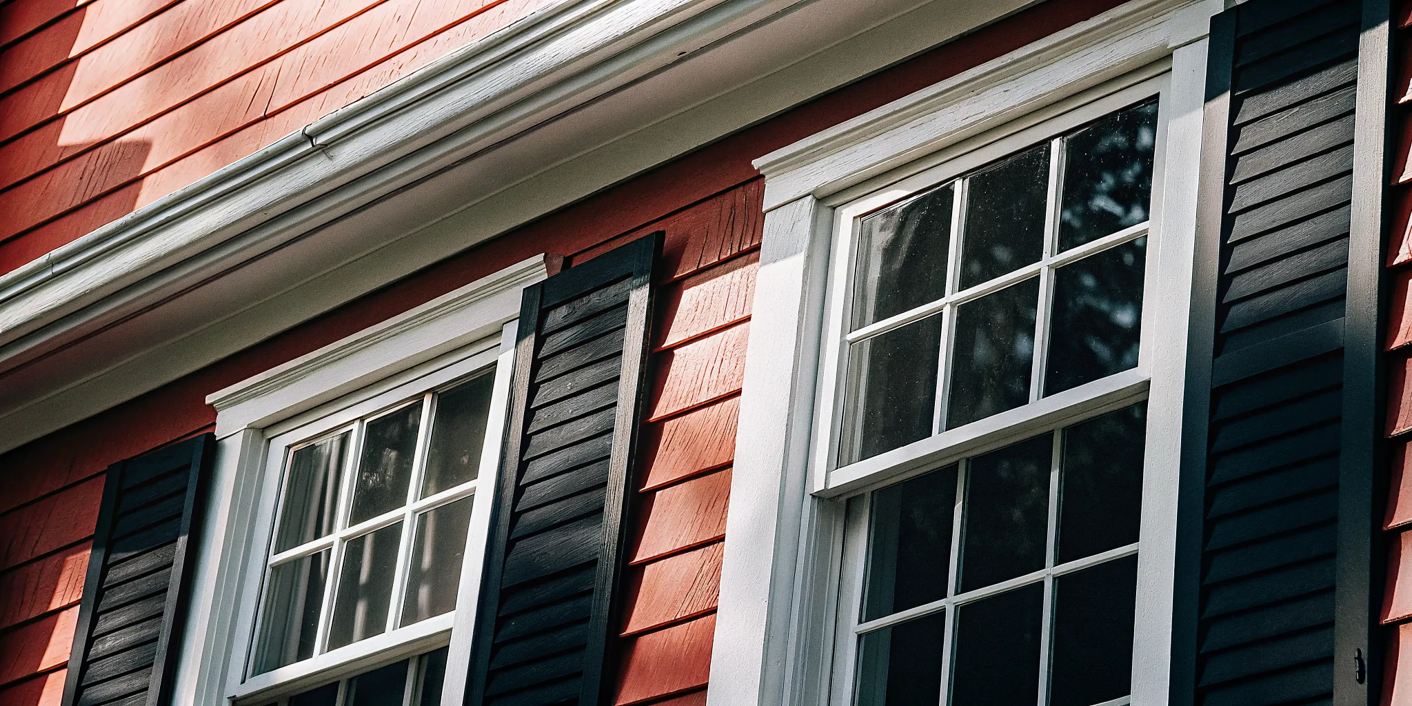 Traditional double-hung windows with divided-light grilles on a Colonial home