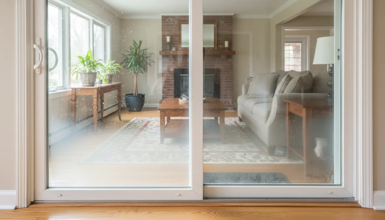 Fogged glass that may require sliding patio door glass replacement in New Jersey