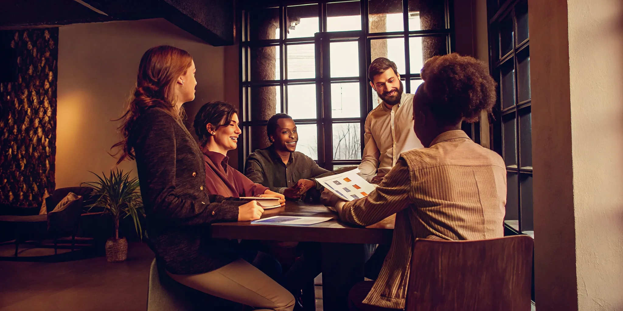 Diverse professional team discussing behavioral style insights in a collaborative office meeting
