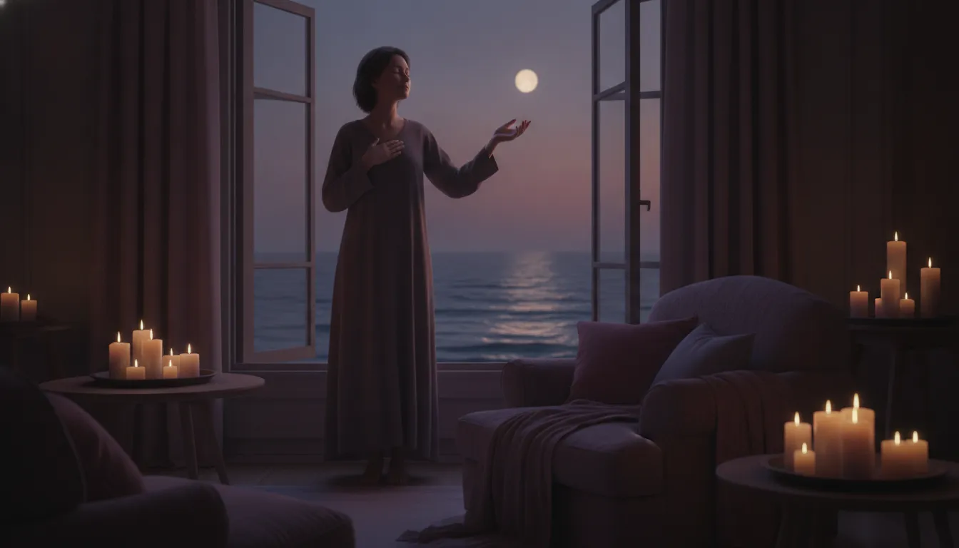 Somatic nervous system rest practice in a warm candlelit room