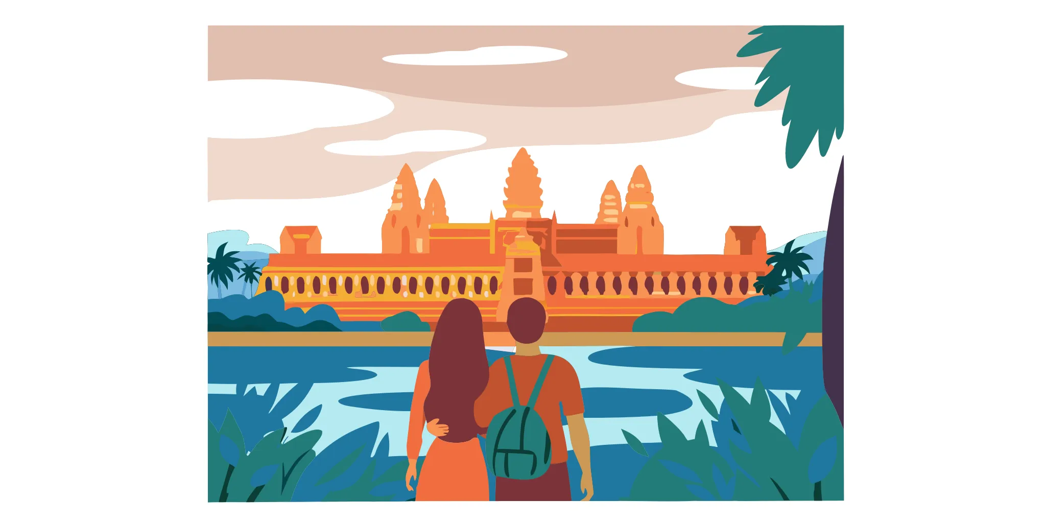 Travellers visiting Angkor Wat during Cambodia's dry season