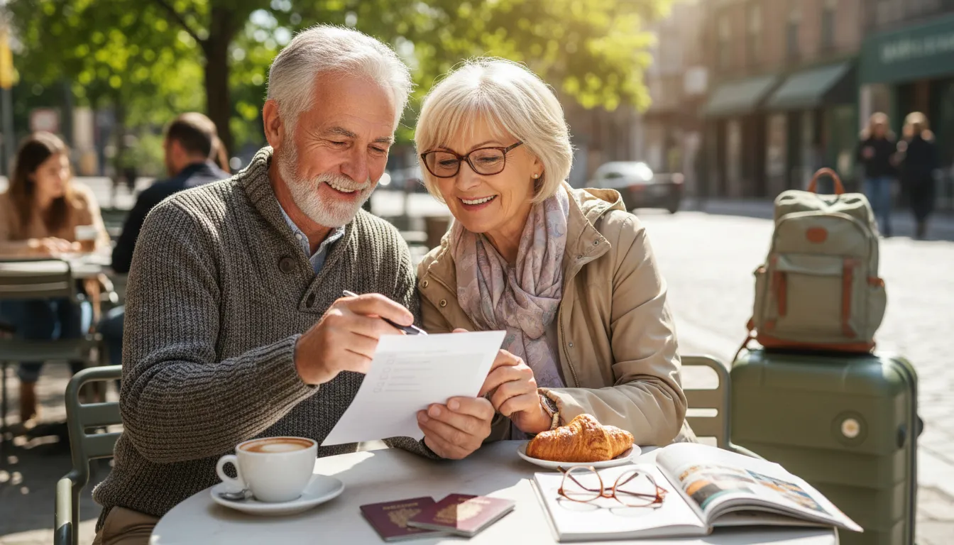 Senior travellers comparing included services on Canadian tour company itineraries