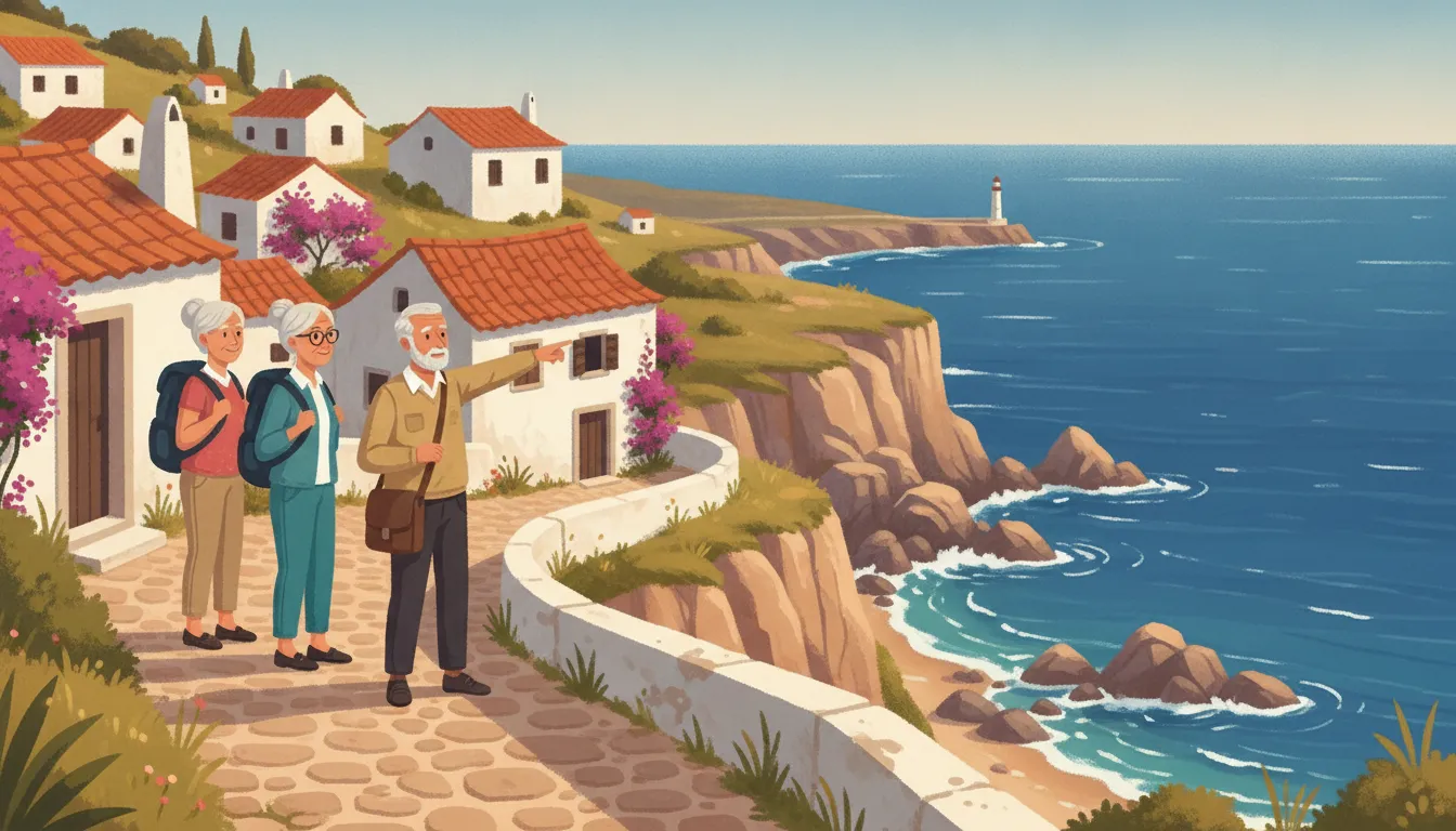Mature Canadian travellers exploring Portugal's Atlantic coast with a local guide