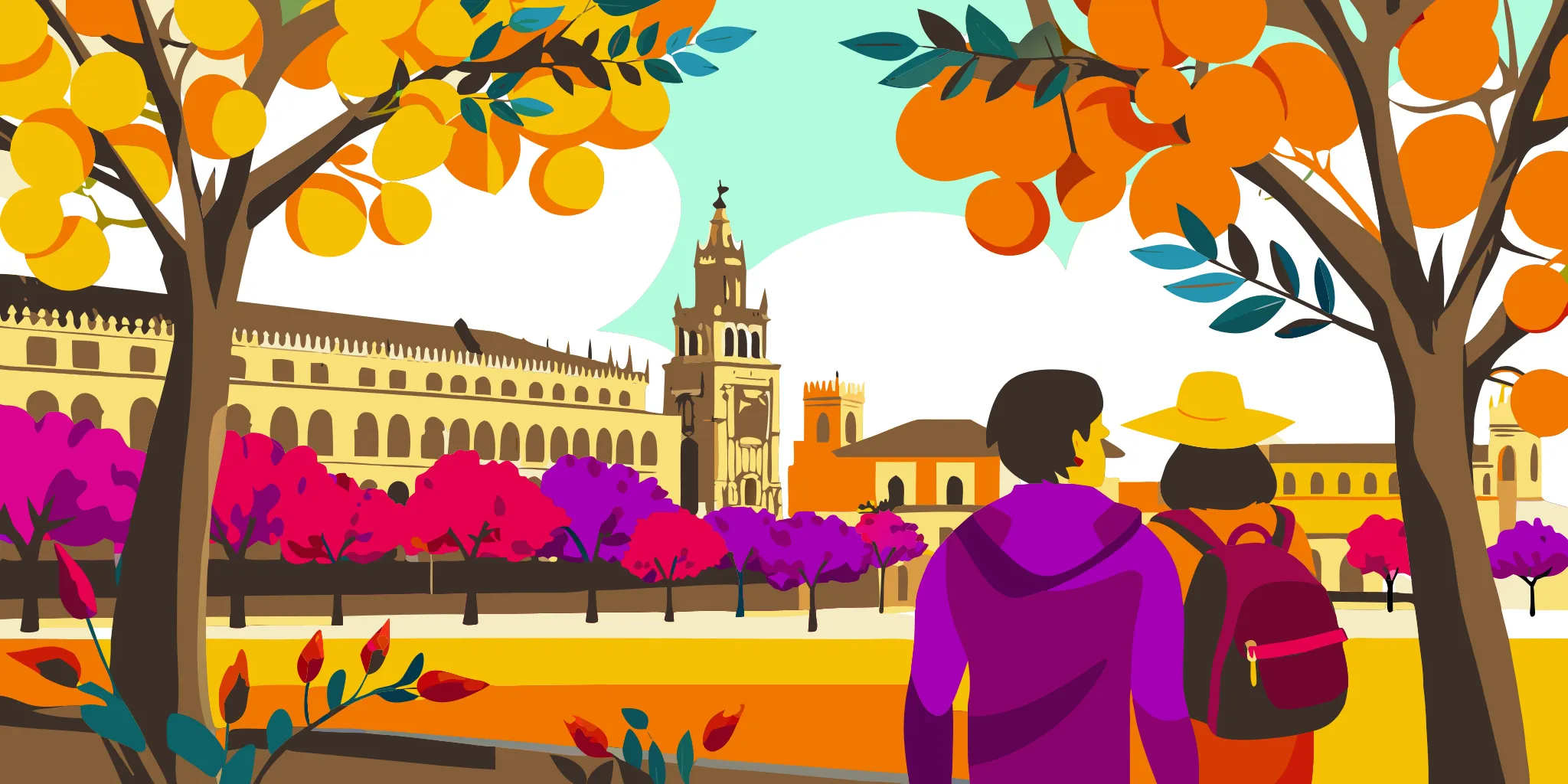 Mature travellers exploring Seville in spring on an Approach Tours Spain tour