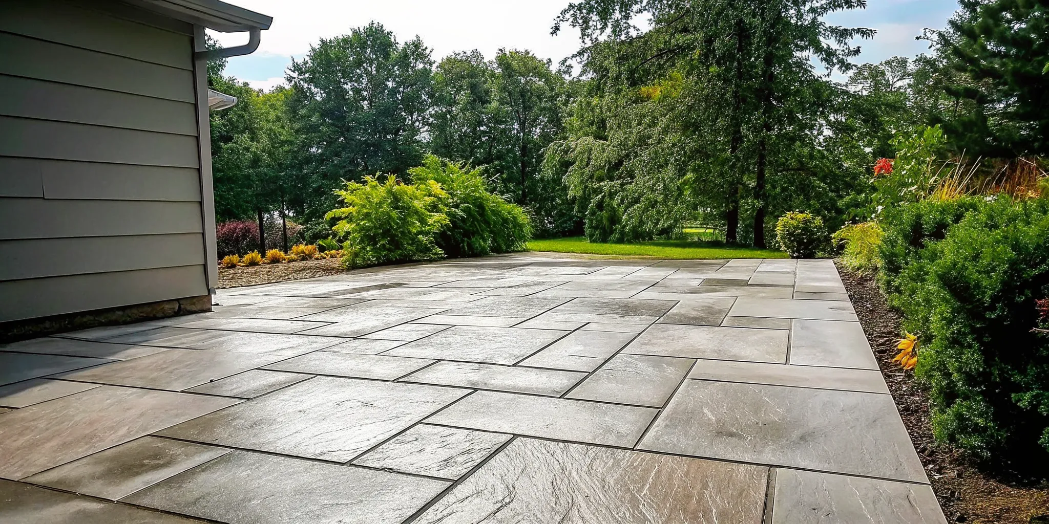 White mineral deposits before removing efflorescence from pavers