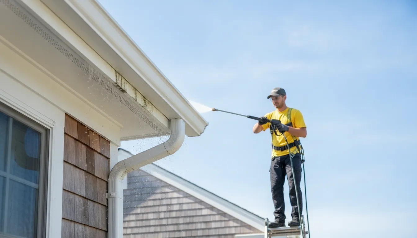 How to remove tiger stripes from gutters on a coastal Long Island home