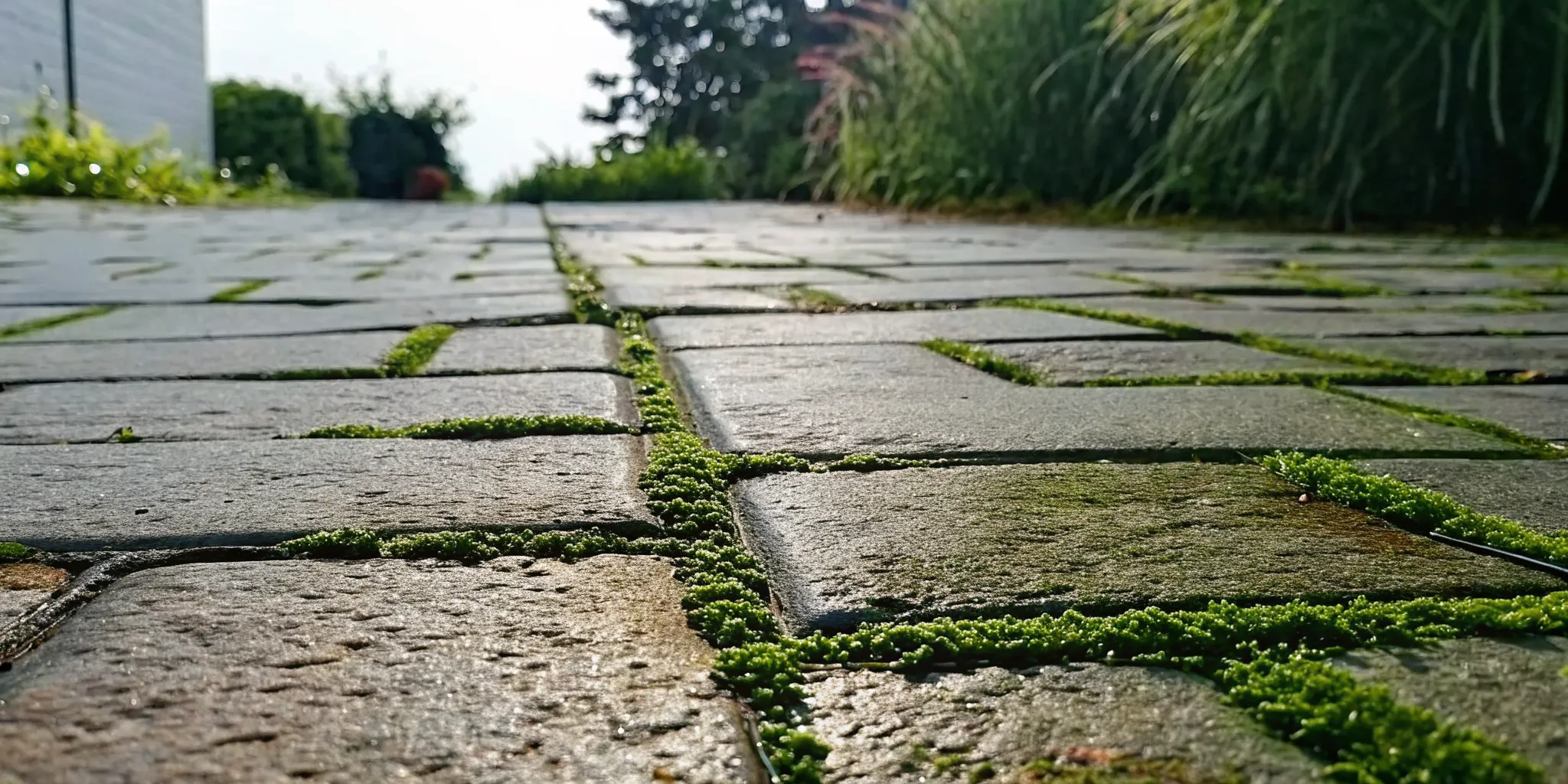 Soft washing a paver driveway on Long Island