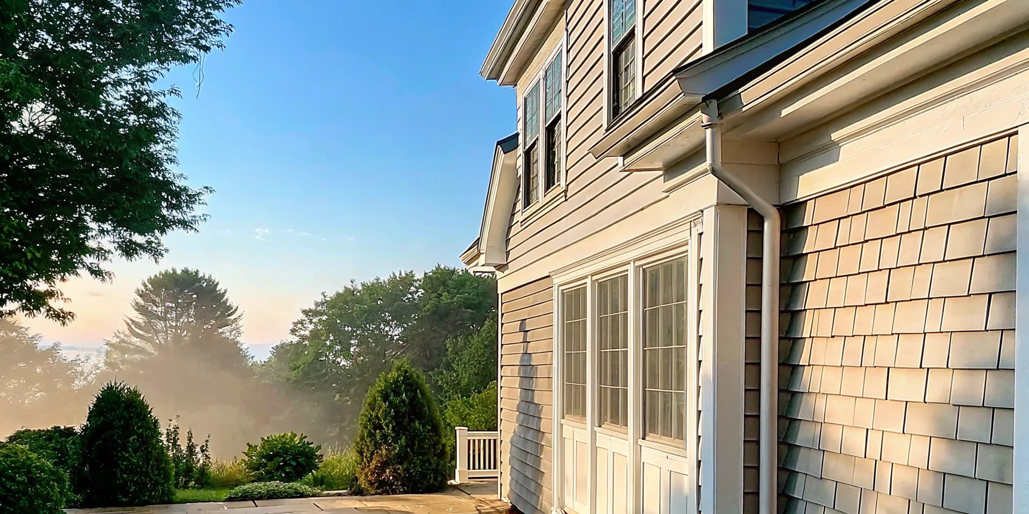 Clean Long Island home used to plan how often to soft wash a house