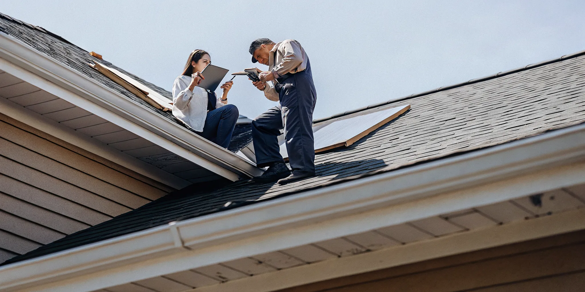 Roof insurance adjuster inspection with a Texas roofing professional