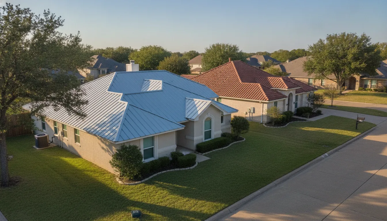 Residential metal and tile roofing materials in Texas