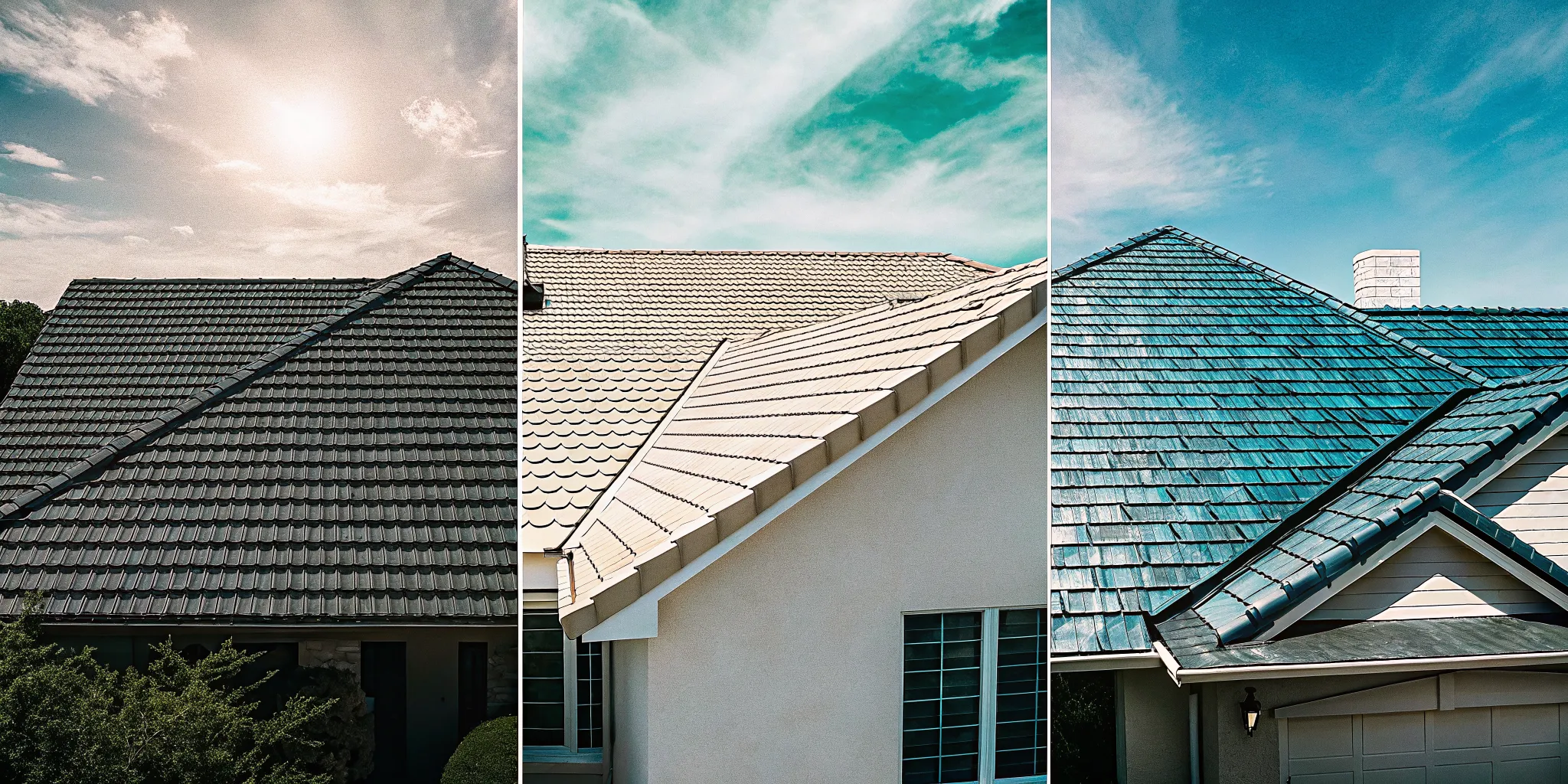 Asphalt shingle, metal, and tile roofing materials used on Texas homes