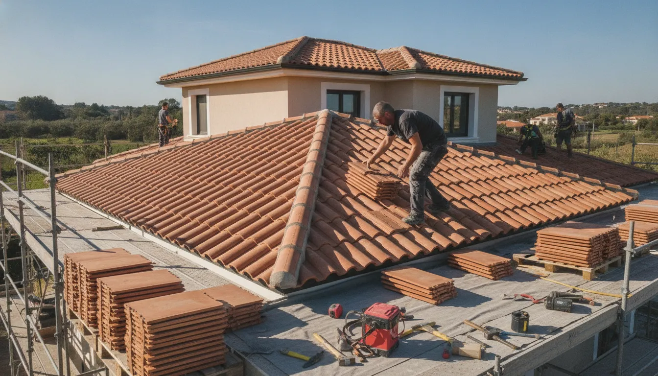 Clay tile roof on a Texas residential home