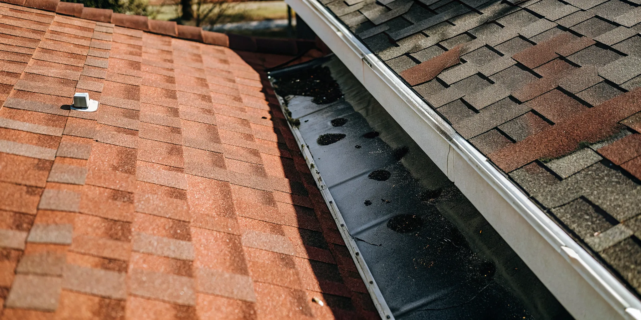 Visual comparison of wind damage vs hail damage roof signs on asphalt shingles