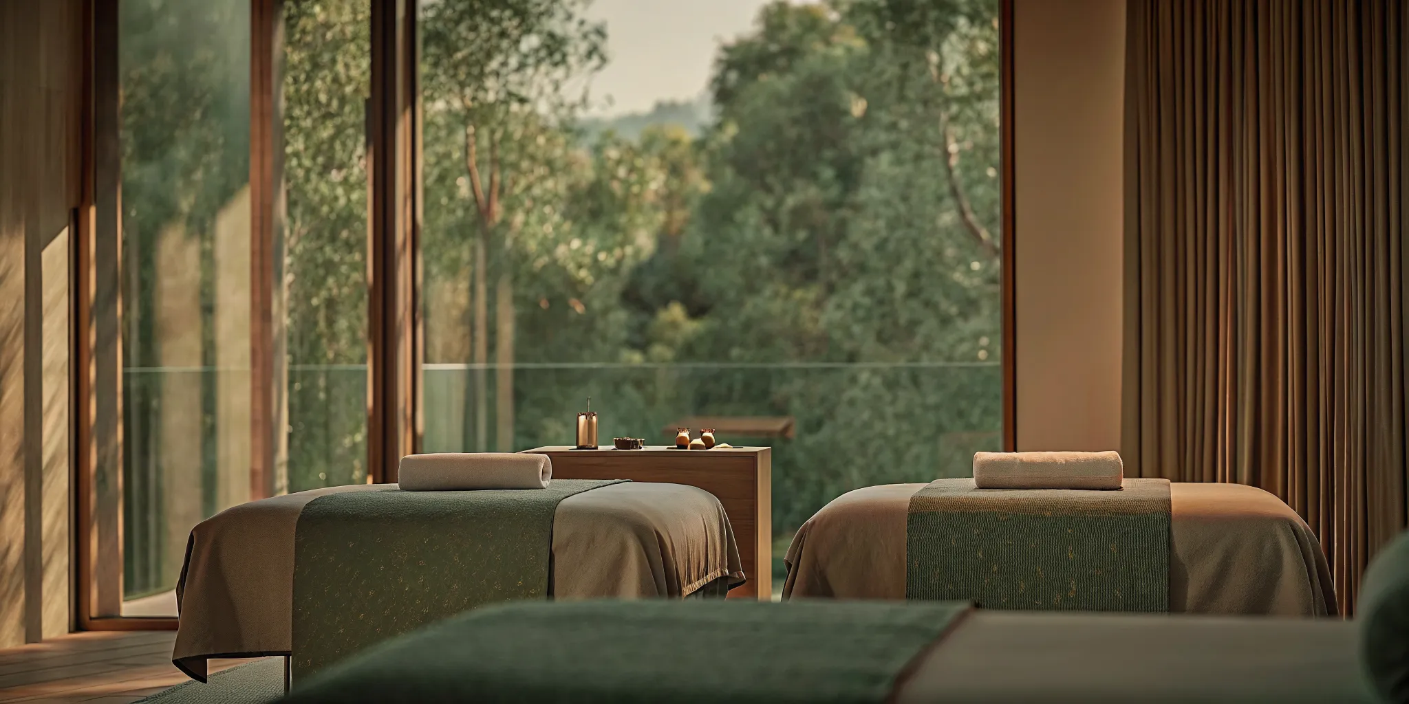Luxury residential treatment room with soft natural light and modern furnishings