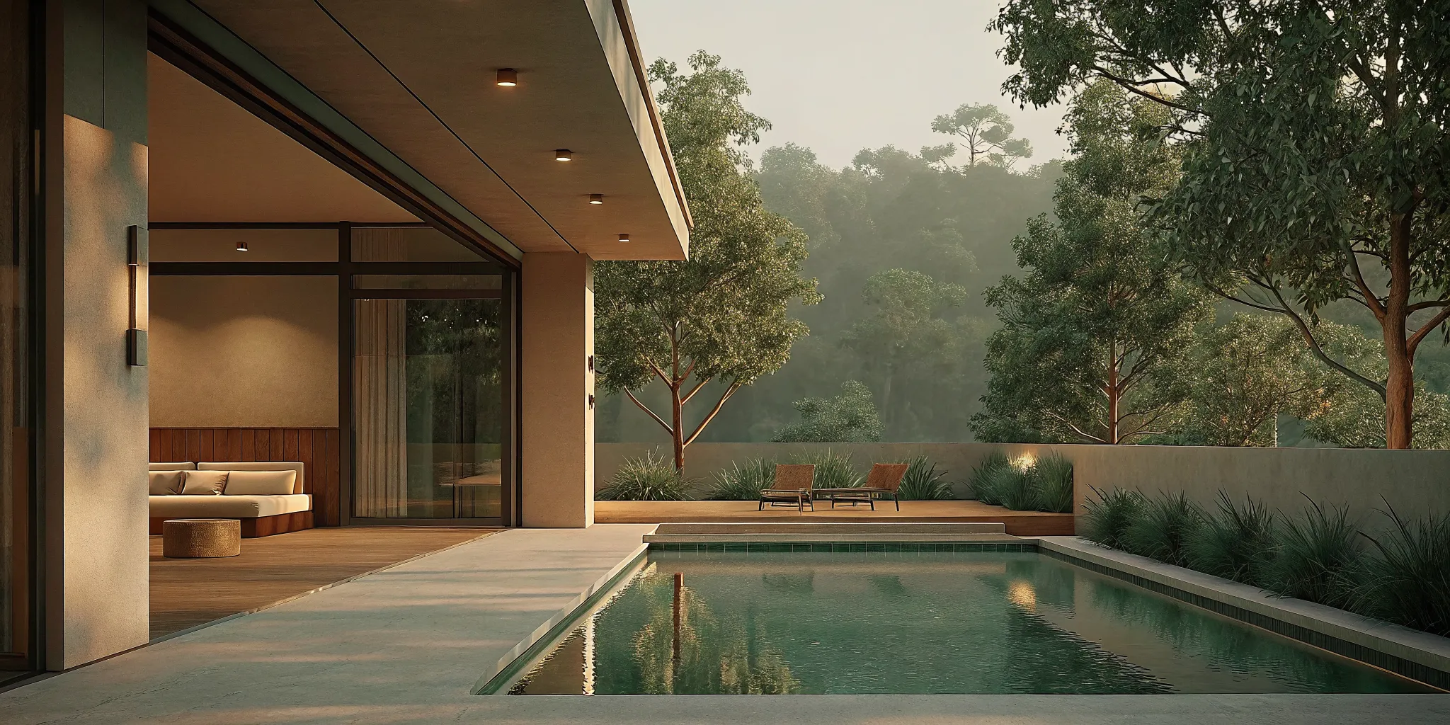 Luxury private estate in the Hollywood Hills featuring modern architecture, pool, and serene outdoor spaces
