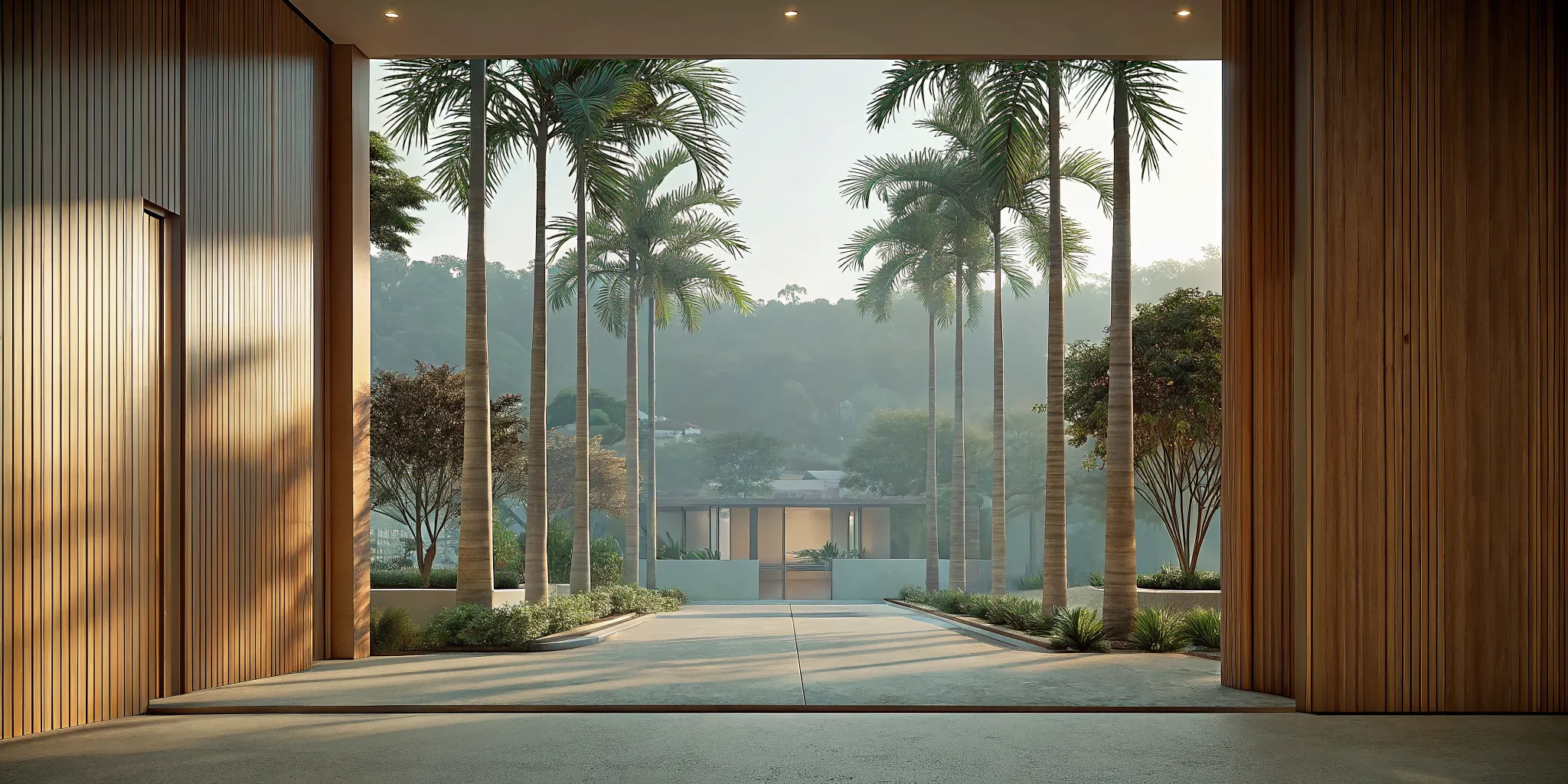 Discreet gated entrance of a luxury private estate in the Hollywood Hills