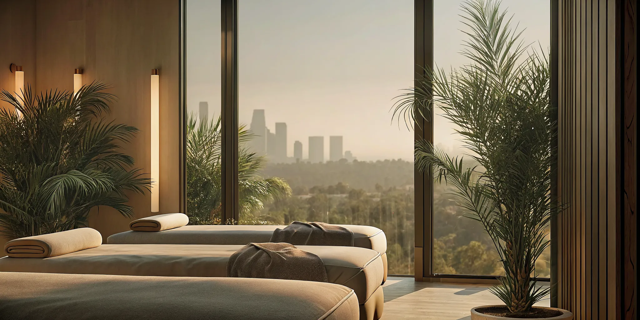 Private therapy room with comfortable seating and natural light in a luxury residential setting