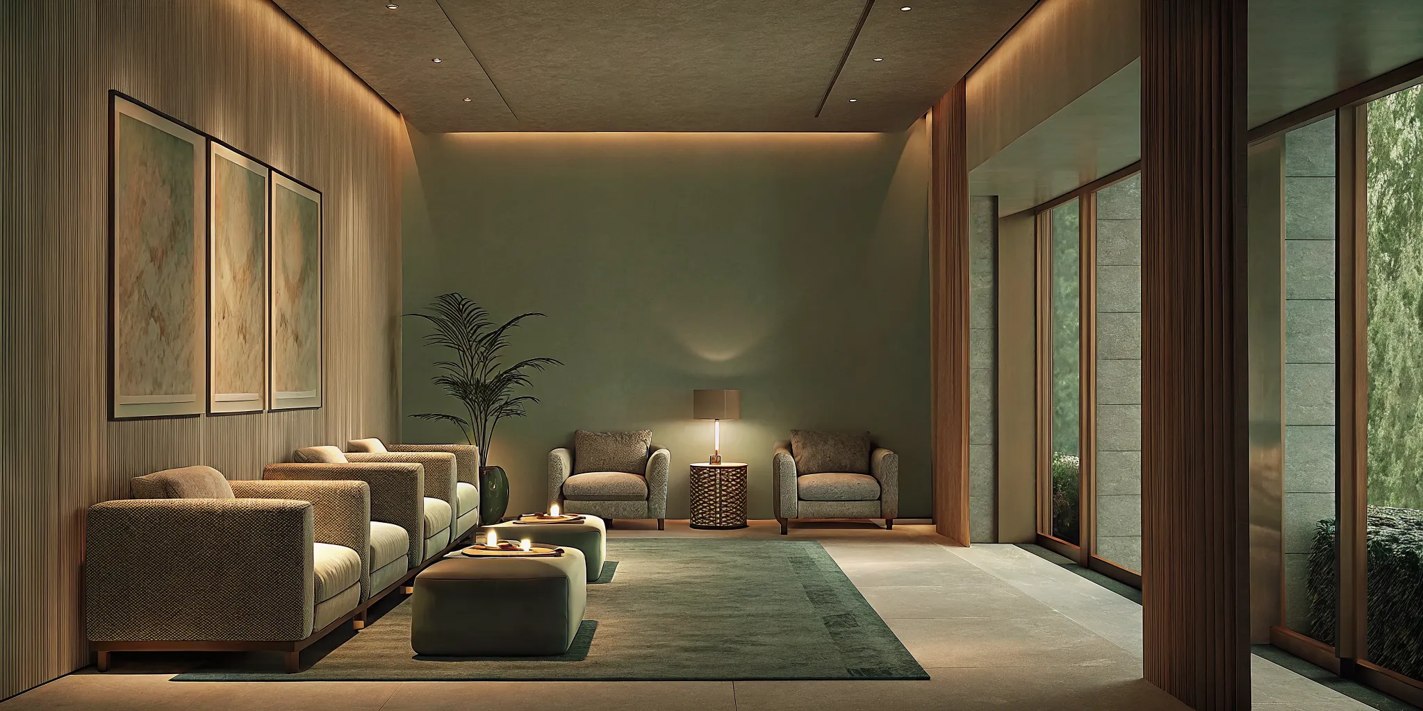 A beautifully lit executive therapy lounge at Legacy Healing LA, providing a private and comfortable setting for recovery