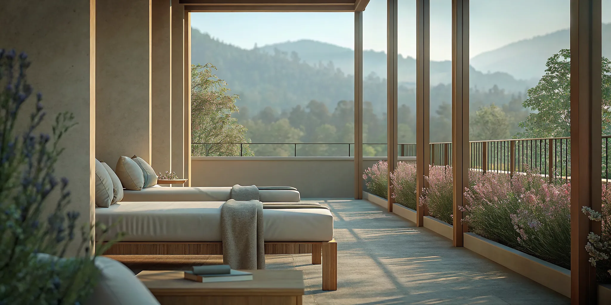 A serene outdoor garden patio with luxury seating under Southern California sunlight at Legacy Healing LA