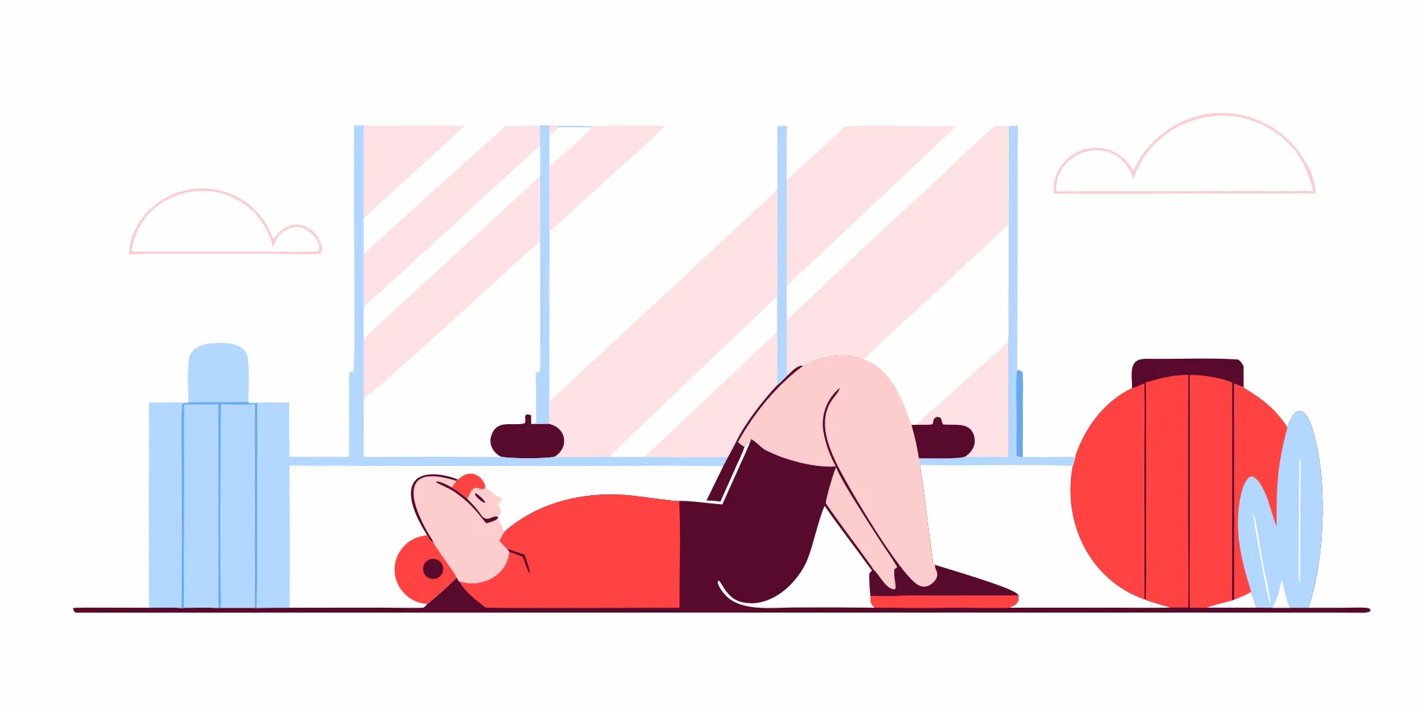 Athlete performing gentle upper-body mobility stretches in a modern gym setting after a workout