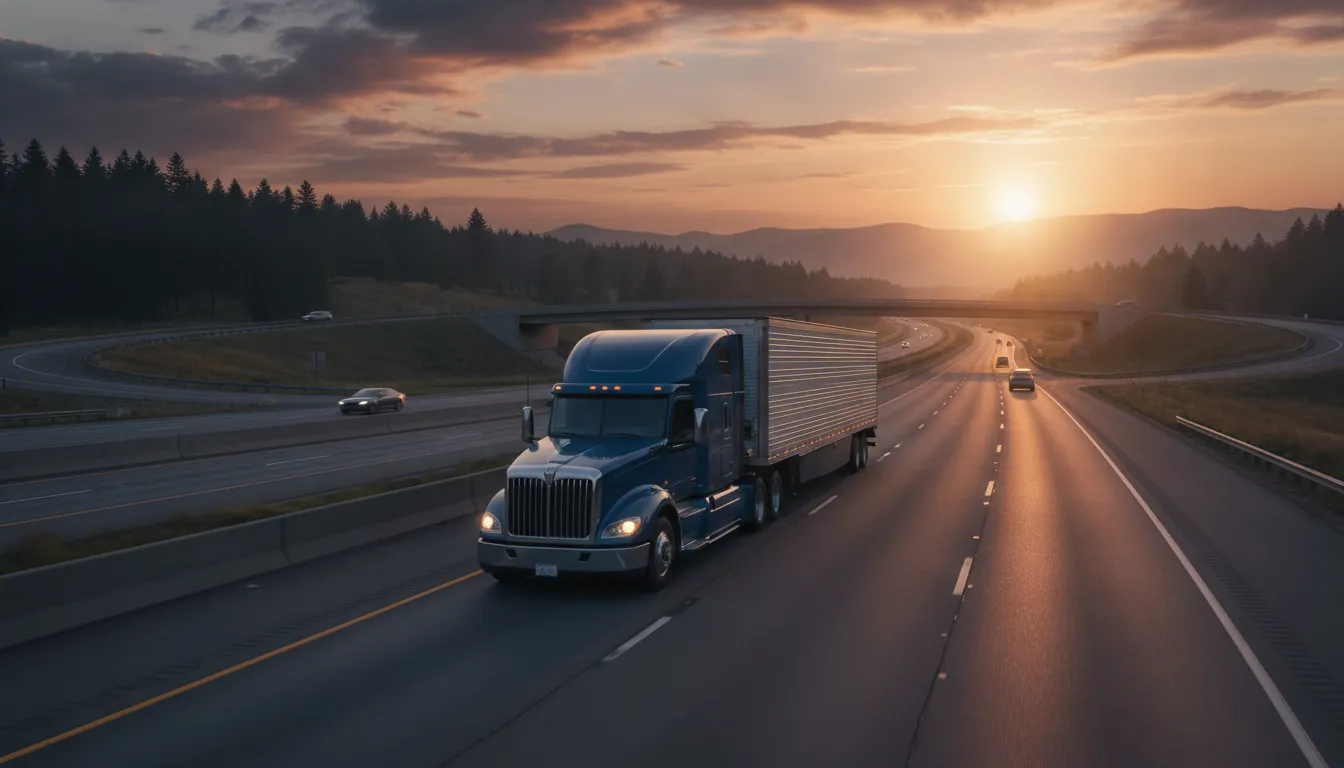 Semi truck on the highway representing owner-operator earning potential