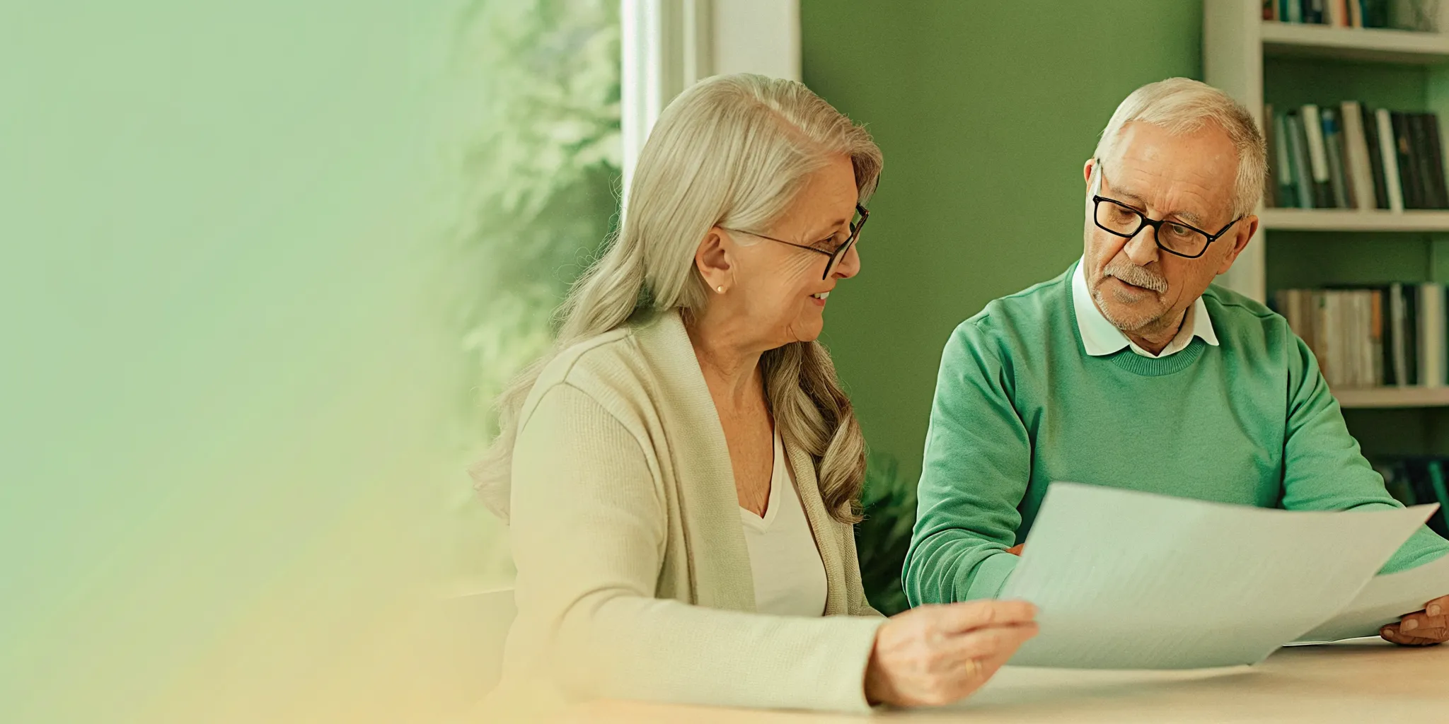 Senior couple meeting with a financial advisor to review Medicare and healthcare planning documents