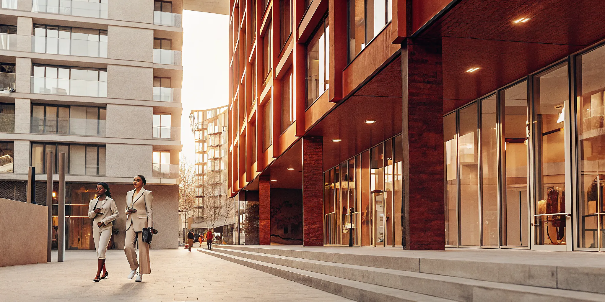 Modern commercial complex including office buildings and retail space available for 1031 exchange commercial real estate investment