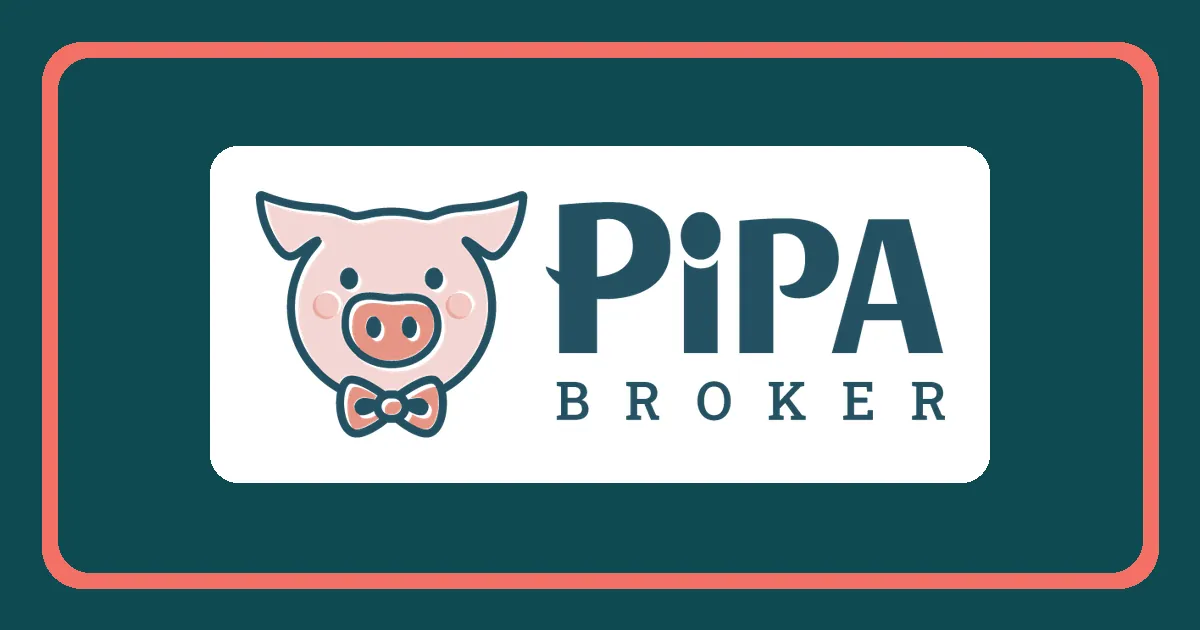 Official PIPA Broker pig logo on a dark teal and coral banner