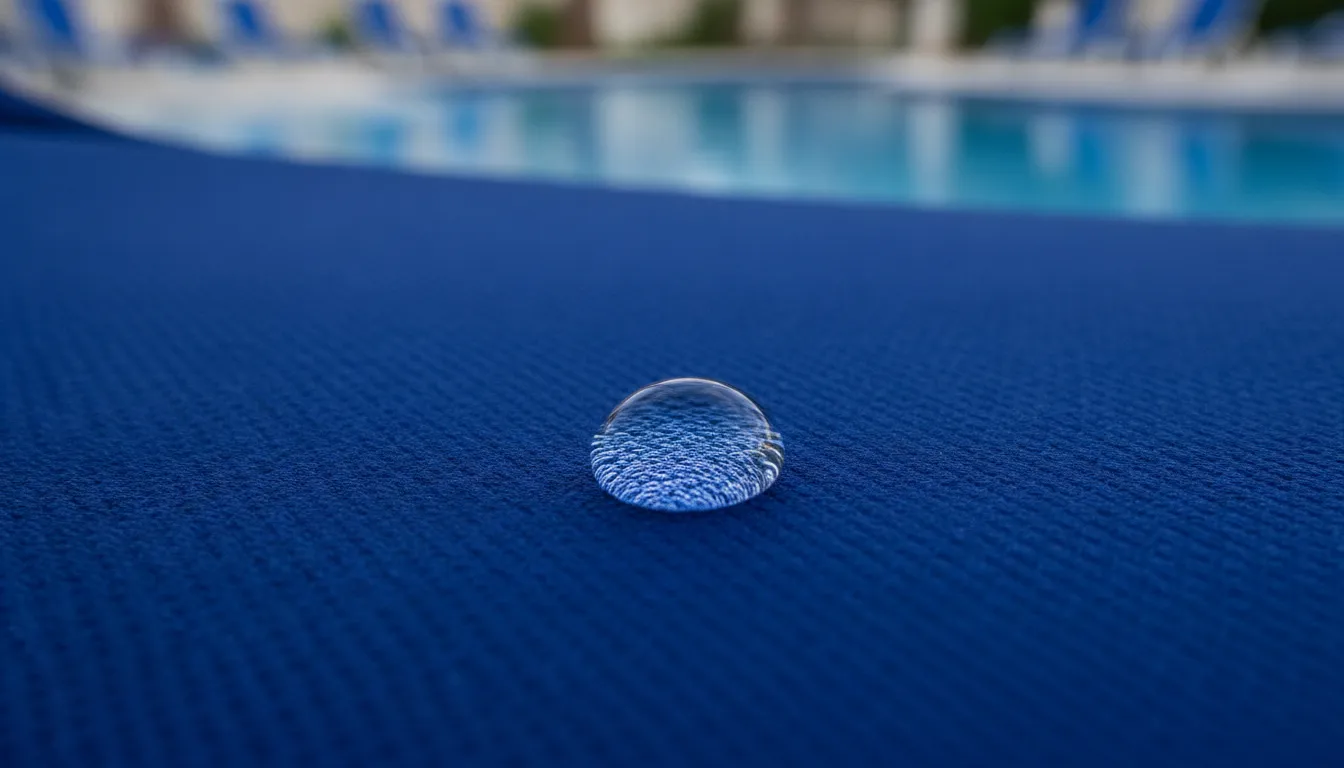 Chlorine-resistant swimsuit fabric beading water