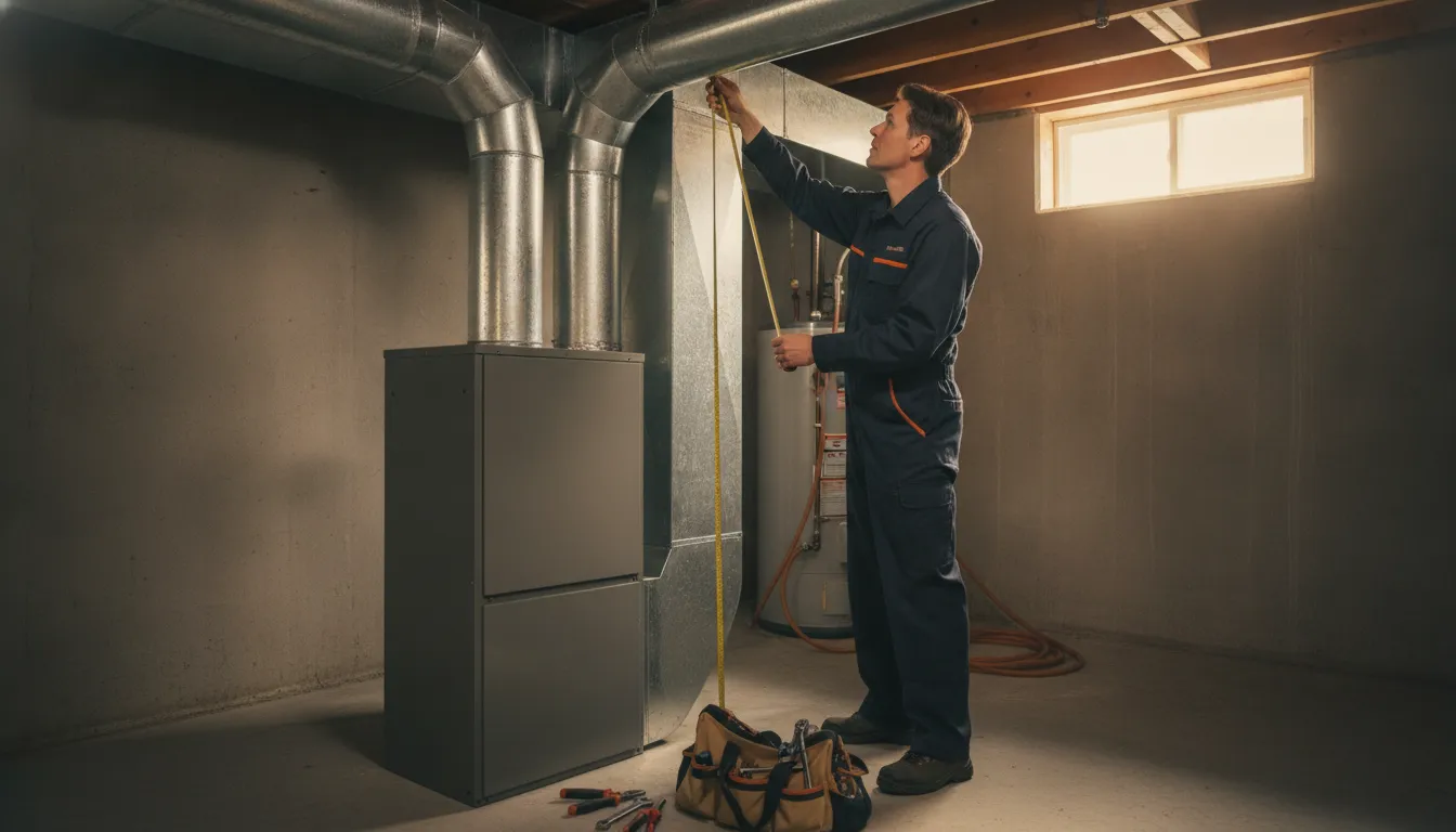 Homeowner planning furnace replacement with an HVAC technician in Indianapolis