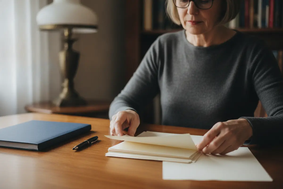 Beneficiary organizing trust details and drafting a written request