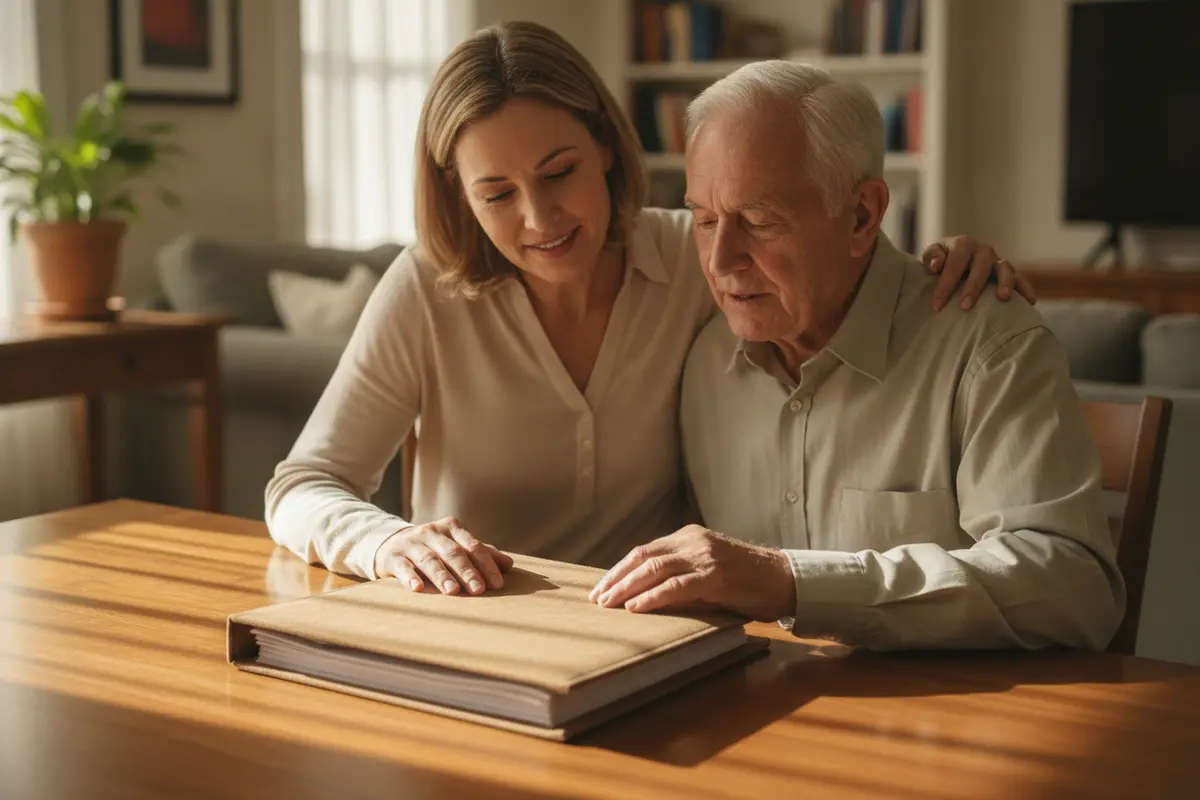 Family members discussing trust and estate planning documents together
