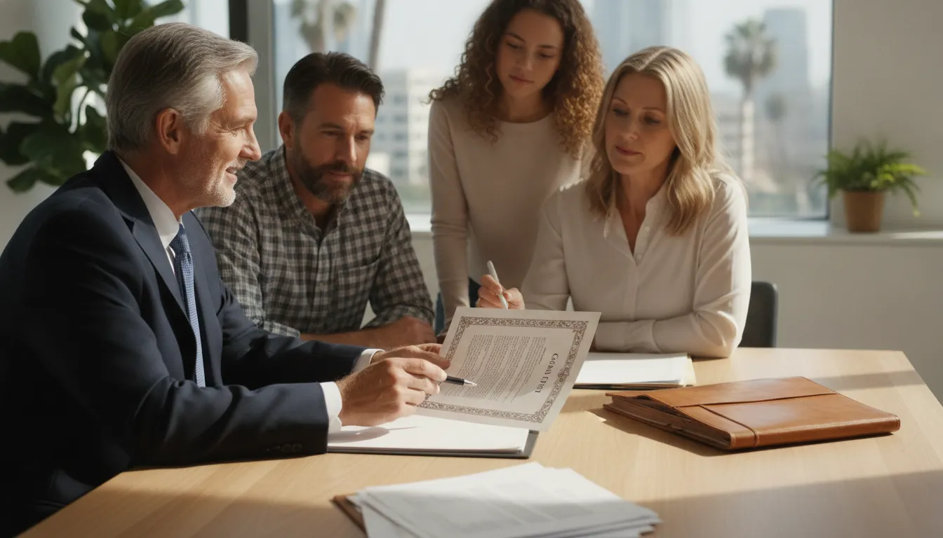 California family reviewing estate planning documents with an attorney